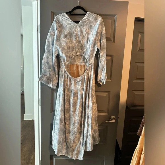 Vince Blue Floral Open Back Dahlia Dress with Pockets NWT Size M - Picture 4 of 6